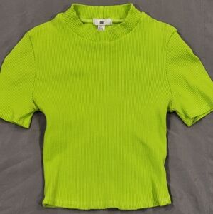 Green BP Ribbed Top girls teen juniors fitted BRAT Green